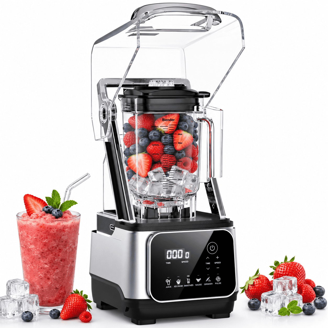 Friwest Professional Commercial Blender, 2400W High Power Smoothie Blender with 68oz, 6-Speed Control & Pulse, Ice Crushing Blender for Frozen Drinks