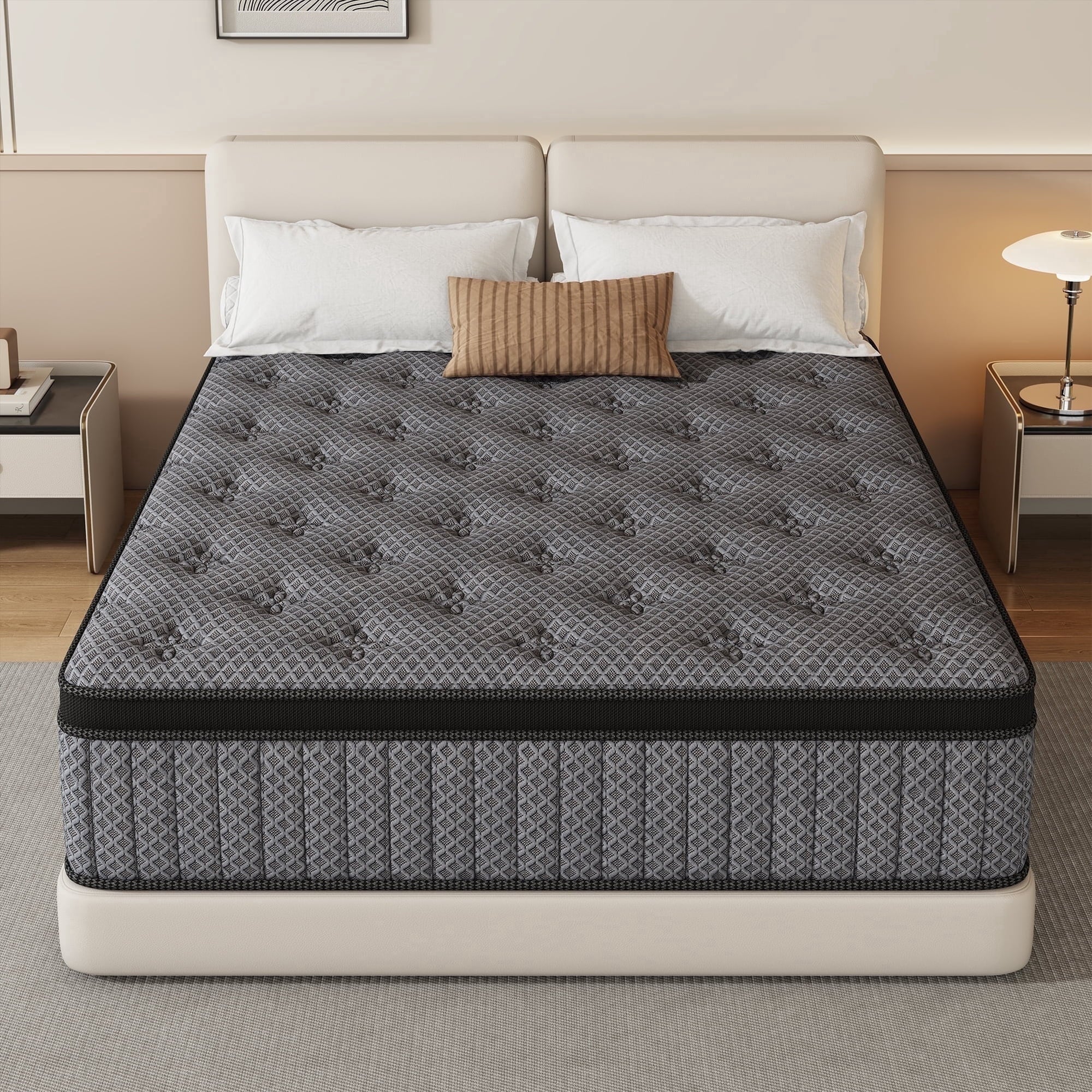 HIKOS 12 inch Twin Mattress in a Box, Cooling Gel Memory Foam Hybrid Mattress with Individually Wrapped Pocket Coils, Medium Firm Twin Size Mattress, Pressure Relief for Adult