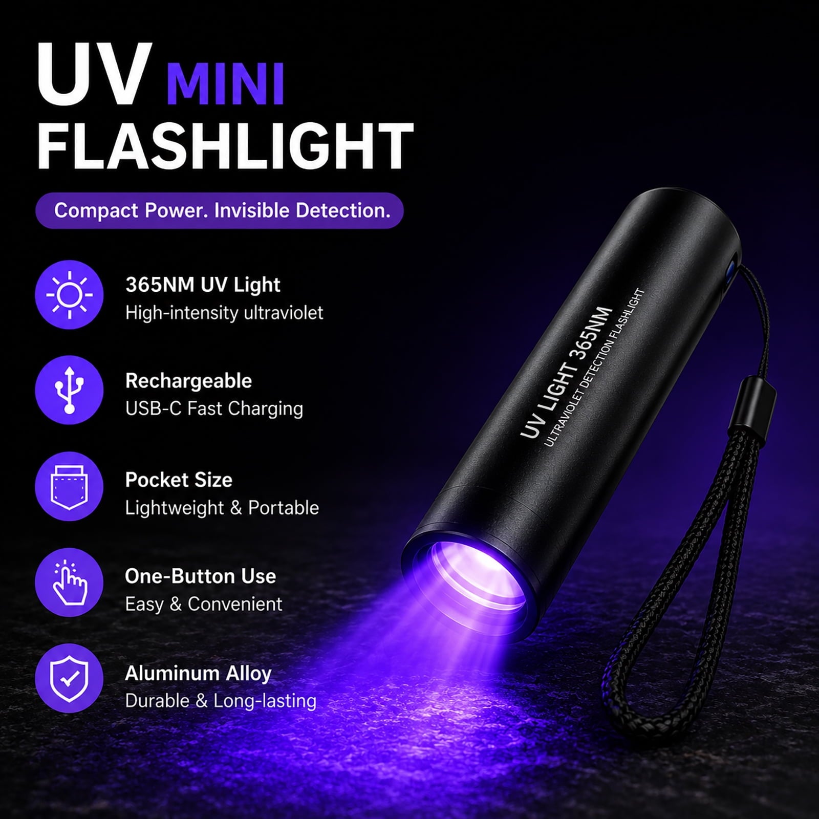 Rechargeable Flashlight with COB Work Light, High Lumen LED Flashlight with Digital Power Display, Dual Switch, IPX6 Waterproof, 3000mAh Battery & Bonus Mini UV Flashlight